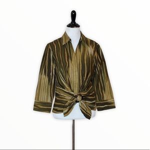 Lafayette 148 New York Camo Wrap Blouse Size 4
